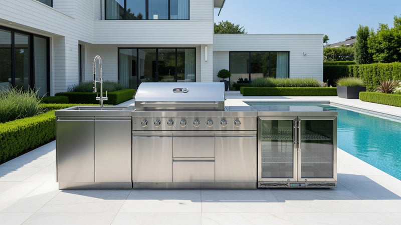 Whistler Outdoor Kitchen 6 Burner BBQ, Fridge, and Sink 3m
