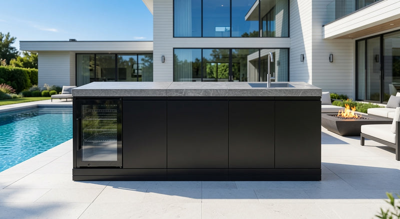 GrandPro Outdoor Fridge,Sink with Stone Worktop 242cm