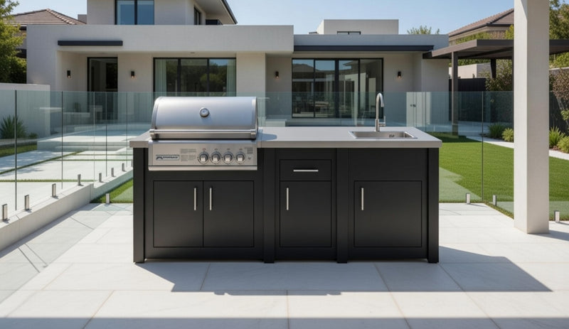 Grandpro by Stoll Aluminum Outdoor Kitchen Graphite Crossray, and Sink | 2.4M