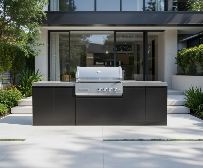 GrandPro Outdoor Kitchen with CrossRay 4 Burner BBQ, - 2.8m