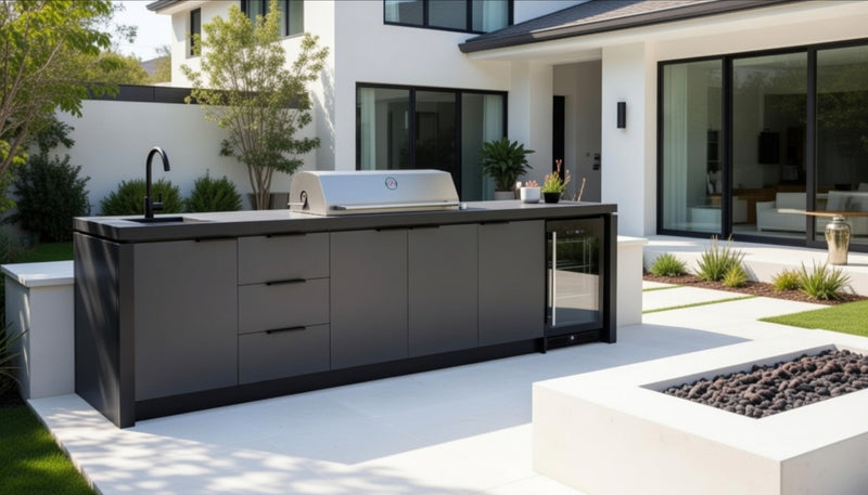 Cabinex Premium Outdoor Kitchen Proline Built-In 6 Burner BBQ Hood and Green Egg | 4.3 Meters