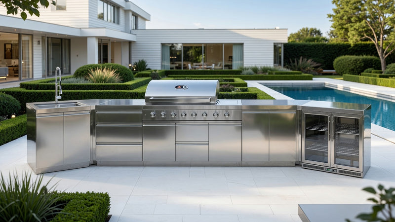 Whistler Outdoor Kitchen 6 Burner BBQ, Sink and Fridge | Bradford | 5.4Meters