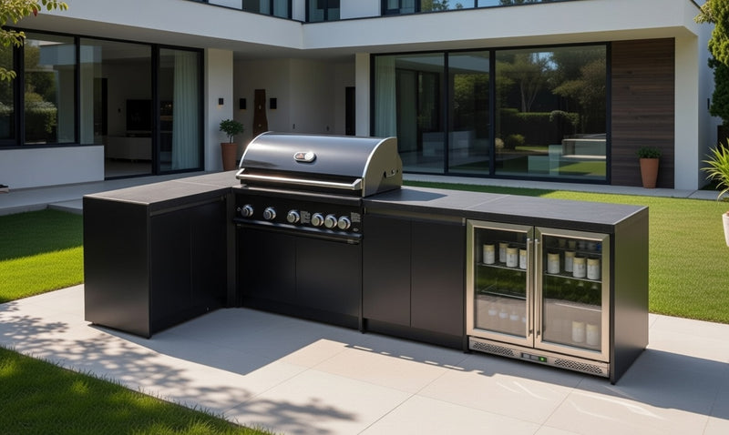 Whistler Fairford Black Outdoor Kitchen with Burford 5-Burner BBQ | 3.6M X 1.5M Full-Length
