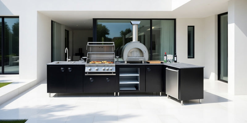 Whistler Burford 4 burner BBQ Outdoor kitchen, Fridge & Pizza oven