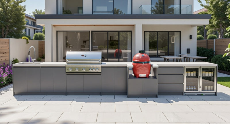 Whistler Fairford Grey Outdoor Kitchen with Burford 5-Burner BBQ | 6M Full Length Setup