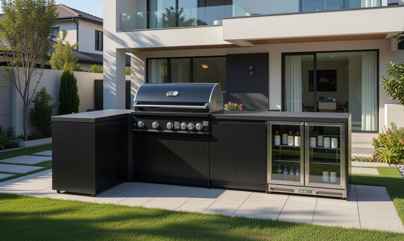 Whistler Fairford Black Outdoor Kitchen with Burford 5-Burner BBQ | 3.6M X 1.5M Full-Length
