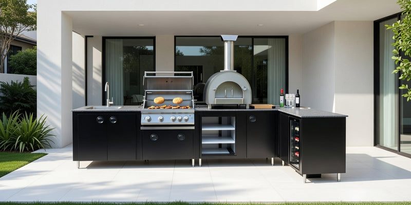 Whistler Burford 4 burner BBQ Outdoor kitchen, Fridge & Pizza oven