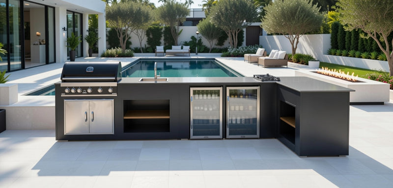 Grillandia Outdoor Kitchen L Shape Maxim G5, Double Fridge and Weather Cover
