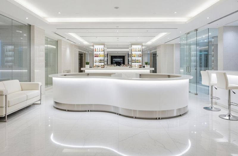 Front Reception Counter For Pub, Hotel, Hospital, Iluminated / Counter LED - Complete Set 14 + Sink