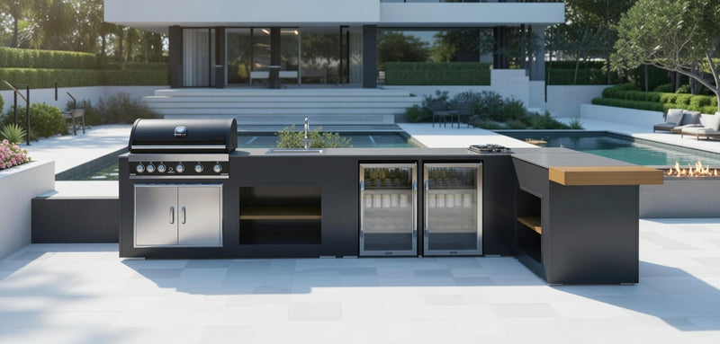 Grillandia Outdoor Kitchen L Shape Maxim G5, Double Fridge and Weather Cover