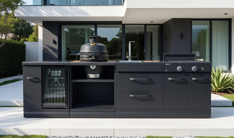 GRLLR Outdoor Kitchen Kamado Fridge and Sink stove| Full length 3.2M
