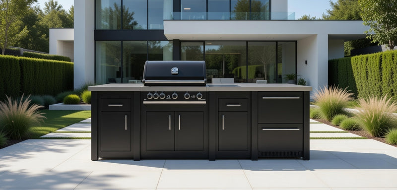 Grandpro by Stoll Aluminum Outdoor Kitchen Graphite GrandPro, and Double Drawer Fridge | 3M