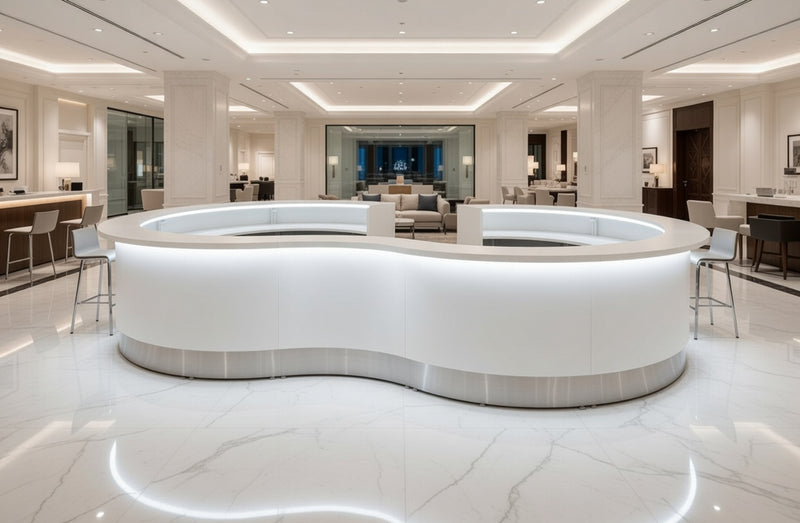 Front Reception Counter For Pub, Hotel, Hospital, Iluminated / Counter LED - Complete Set 14 + Sink