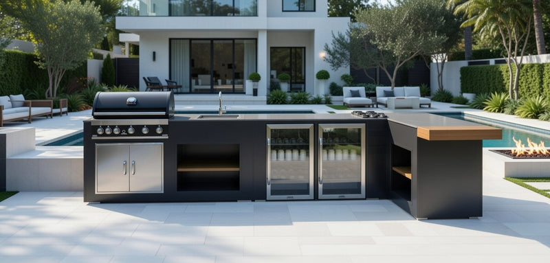 Grillandia Outdoor Kitchen L Shape Maxim G5, Double Fridge and Weather Cover
