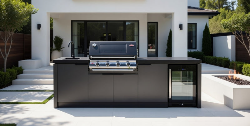 Cabinex Classic Outdoor Kitchen With Signature S3000E 4 Burner BBQ Black | 2.6Meters