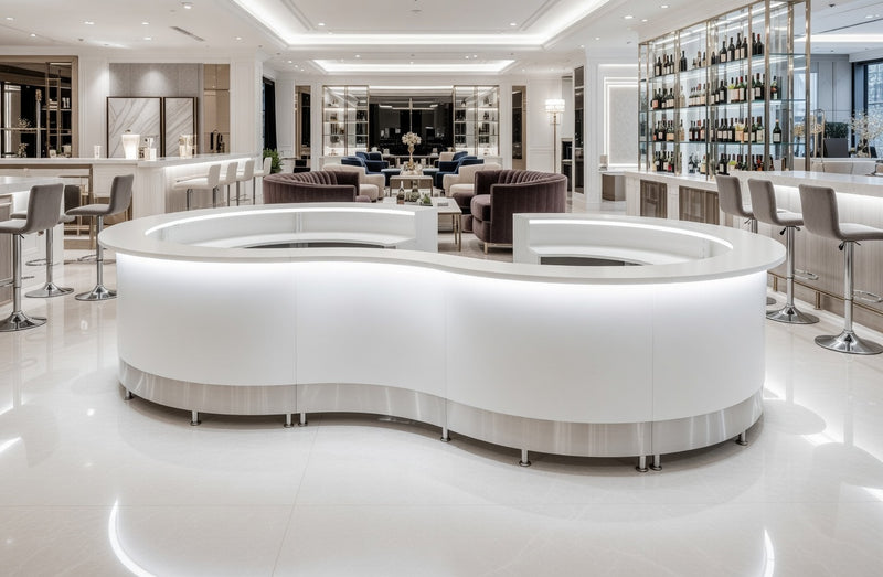 Front Reception Counter For Pub, Hotel, Hospital, Iluminated / Counter LED - Complete Set 14 + Sink