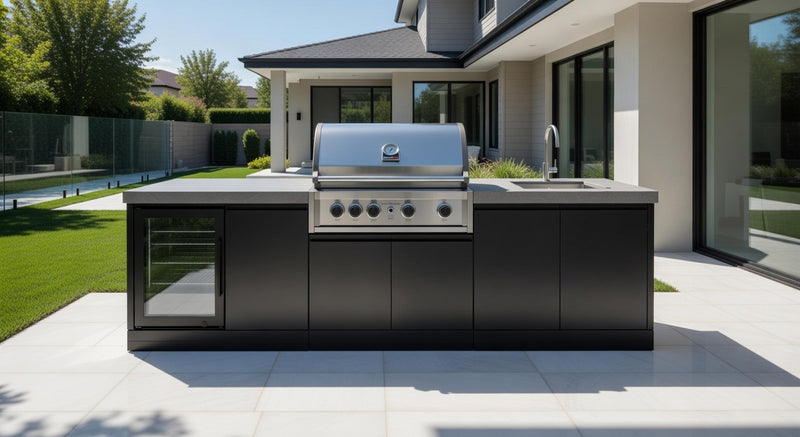 GrandPro Outdoor Kitchen Elite Pro 4 Burner BBQ, Fridge and Sink - 2.7m