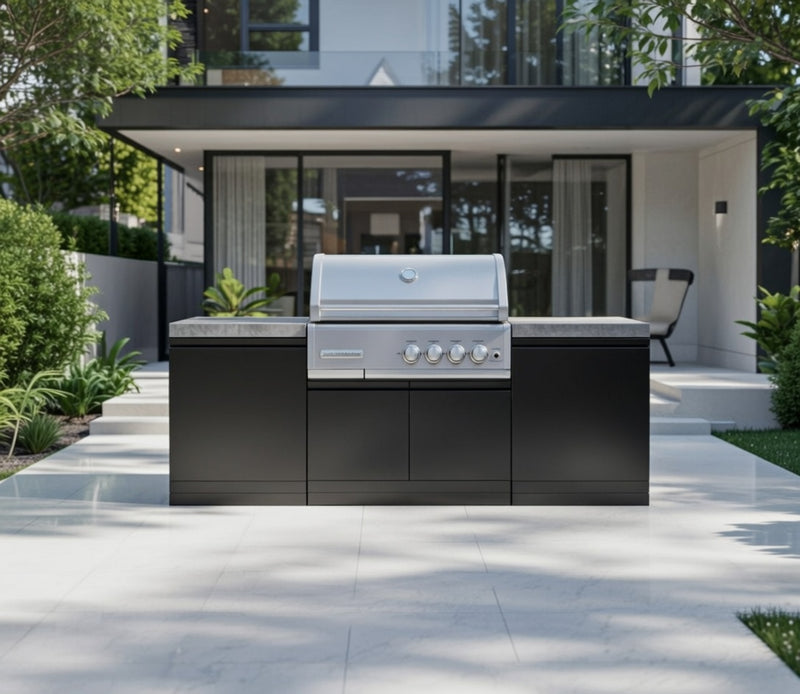 GrandPro Outdoor Kitchen with CrossRay 4 Burner BBQ, - 2.2m
