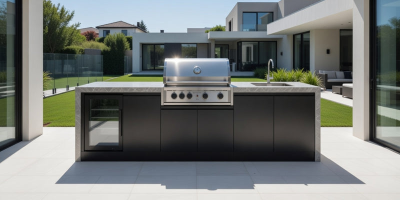 GrandPro Outdoor Kitchen Elite 4 Burner BBQ, Fridge, Sink and WaterFall - 2.8m