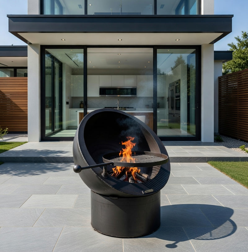 Tilted Sphere 70 with Swing Arm BBQ Rack and lid