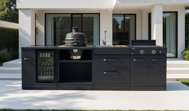 GRLLR Outdoor Kitchen Kamado Fridge and Sink stove| Full length 3.2M