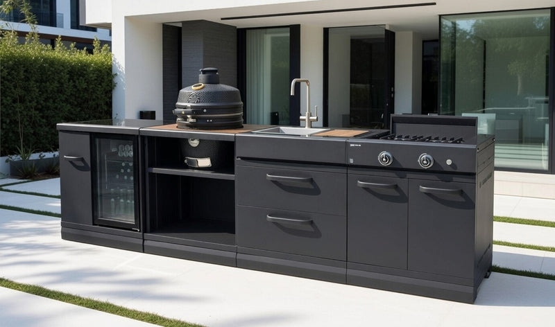 GRLLR Outdoor Kitchen Kamado Fridge and Sink stove| Full length 3.2M