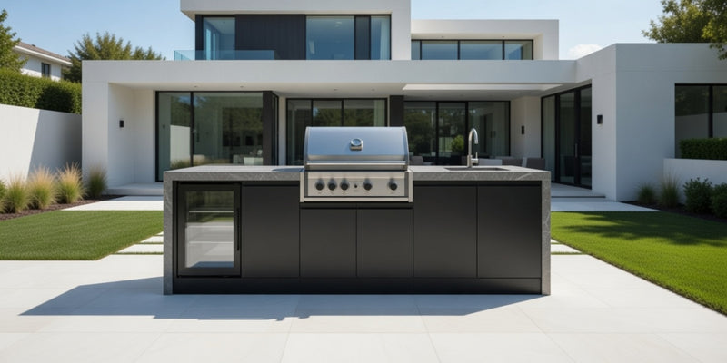 GrandPro Outdoor Kitchen Elite 4 Burner BBQ, Fridge, Sink and WaterFall - 2.8m