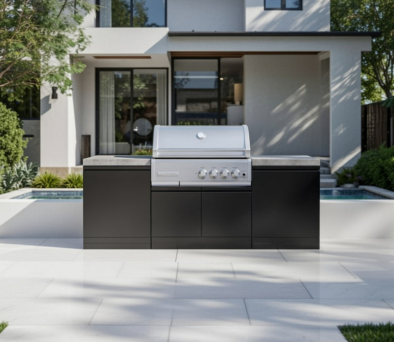 GrandPro Outdoor Kitchen with CrossRay 4 Burner BBQ, - 2.2m