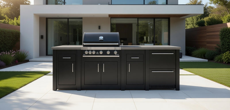 Grandpro by Stoll Aluminum Outdoor Kitchen Graphite GrandPro, and Double Drawer Fridge | 3M