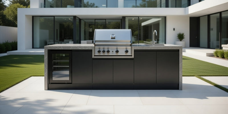 GrandPro Outdoor Kitchen Elite 4 Burner BBQ, Fridge, Sink and WaterFall - 2.8m