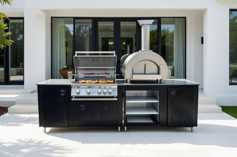 Outdoor kitchen Whistler Burford 4 BBQ & Piccolo Pizza oven 2.6M
