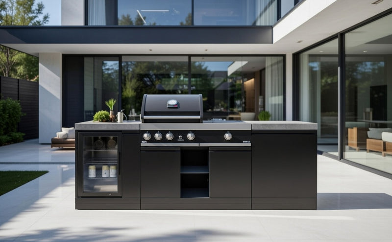 GrandPro Outdoor Kitchen with 3 Burner BBQ, Side Burner, and Fridge - 2.3m