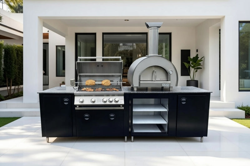 Outdoor kitchen Whistler Burford 4 BBQ & Piccolo Pizza oven 2.6M