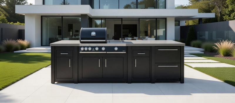 Grandpro by Stoll Aluminum Outdoor Kitchen Graphite Premium Plus, and Double Drawer Fridge | 3M