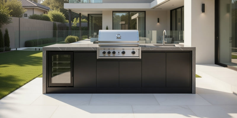 GrandPro Outdoor Kitchen Elite 4 Burner BBQ, Fridge, Sink and WaterFall - 2.8m
