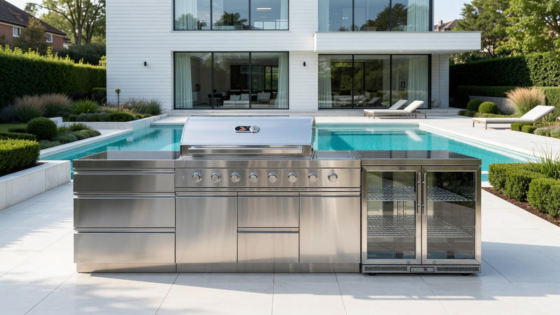 Whistler Outdoor Kitchen 6 Burner BBQ, Fridge and Triple Drawer 2.9M