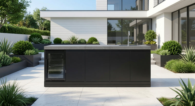GrandPro Outdoor Fridge,Sink with Stone Worktop 242cm