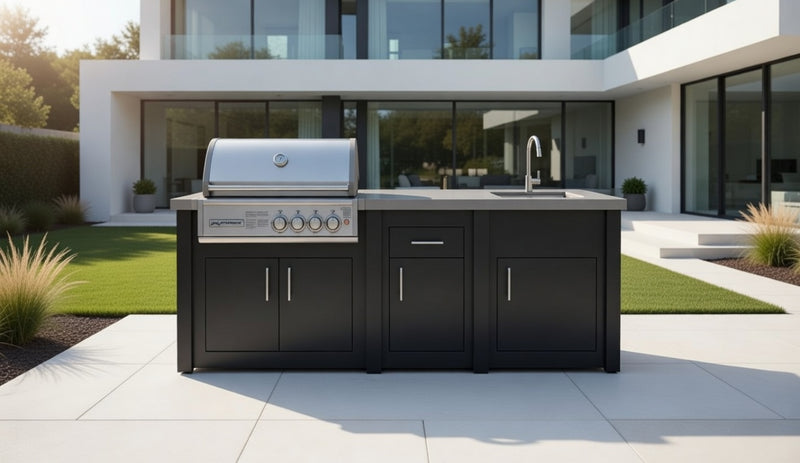 Grandpro by Stoll Aluminum Outdoor Kitchen Graphite Crossray, and Sink | 2.4M