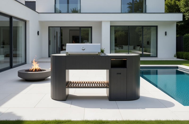 OVO Outdoor kitchens Paired with 3 Burner Gas BBQ and Gas Cabinet GM | 1.9M