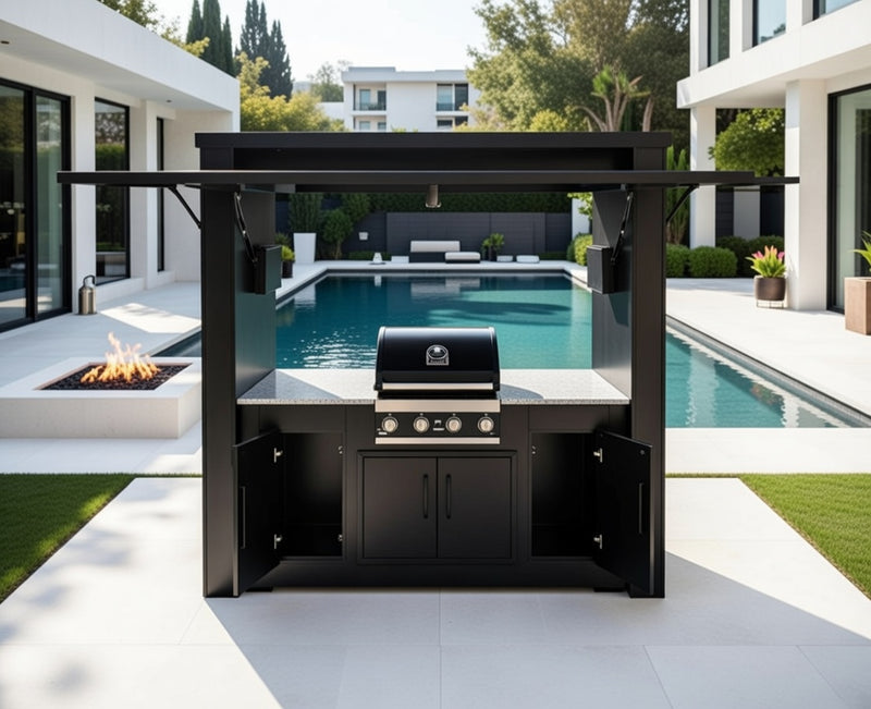 Grillandia Outdoor Kitchen Cabana Pod with Two Doors Complete With Fridge and Sink | 2.4m