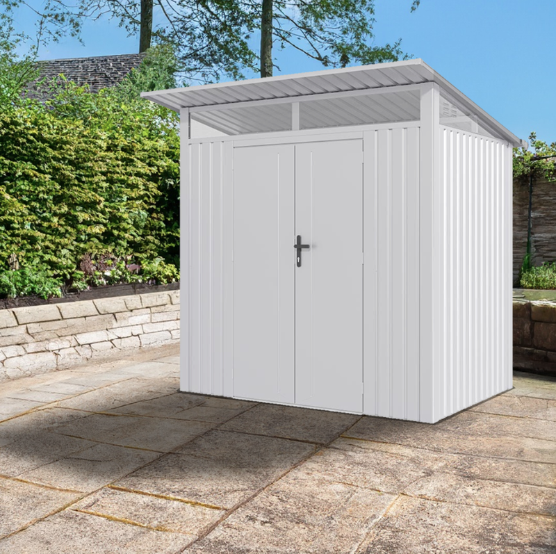 LOTUS MINOS 7.4 X 6.1 WHITE ALUMINIUM METAL SHED