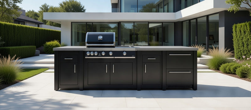 Grandpro by Stoll Aluminum Outdoor Kitchen Graphite Premium Plus, and Double Drawer Fridge | 3M