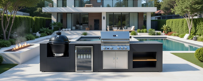 Grillandia Outdoor Kitchen Whistler Burford 4 Burner, and Primo Ceramic Grill - 4m