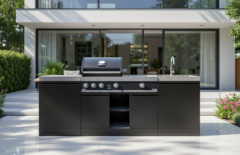 GrandPro Outdoor Kitchen with 3 Burner BBQ, Side Burner, and Sink - 2.3m