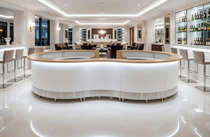 Front Reception Counter For Pub, Hotel, Hospital, Iluminated / Counter LED - Complete Set Color Decor Oak Top