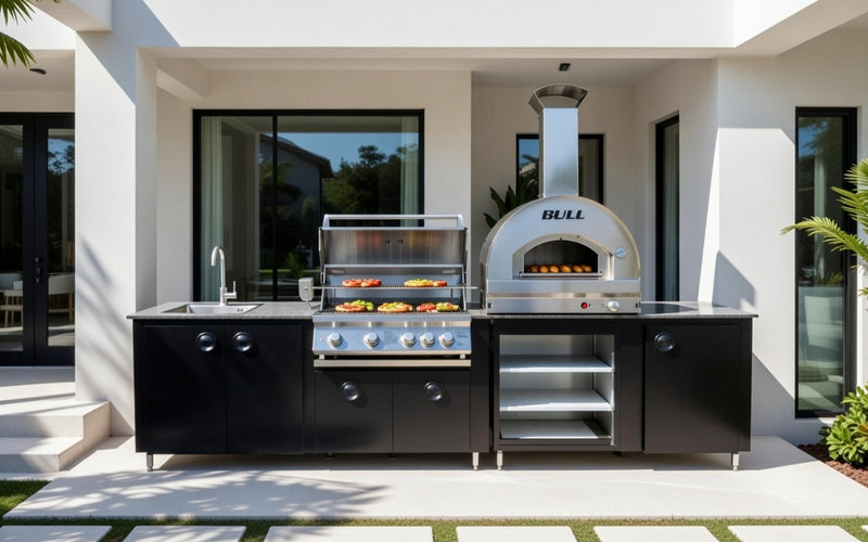 Whistler Burford 4 BBQ Outdoor kitchen & Bull Gas Pizza oven