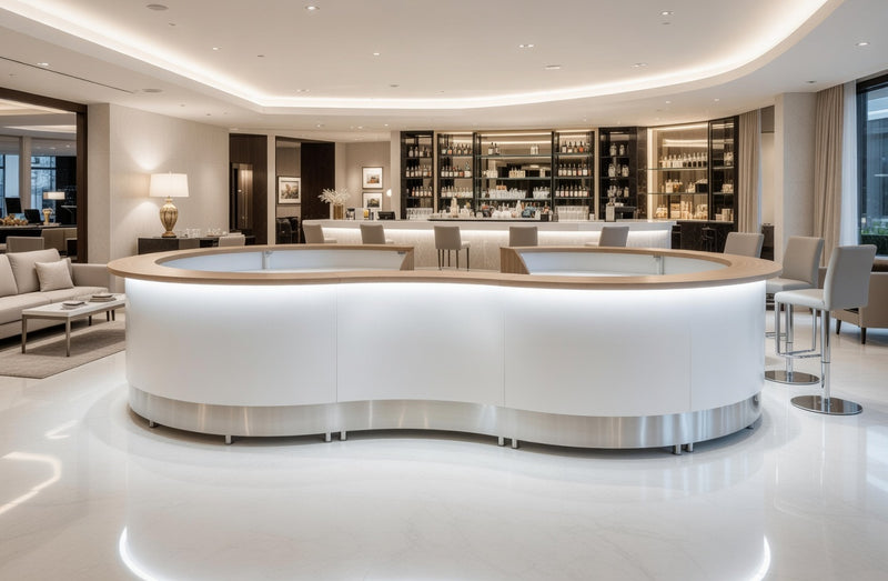 Front Reception Counter For Pub, Hotel, Hospital, Iluminated / Counter LED - Complete Set Color Decor Oak Top