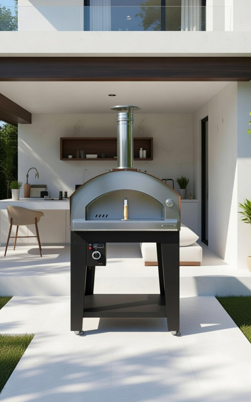 Rossofuoco NONNA LUISA Eu outdoor gas oven 99 x 78cm direct combustion - brown/stainless