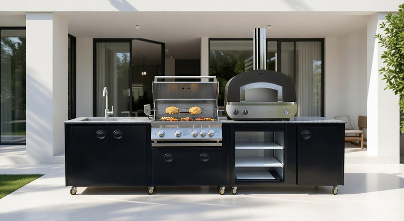 Outdoor kitchen Whistler Burford 4 BBQ & Piero Pizza oven 2.8M