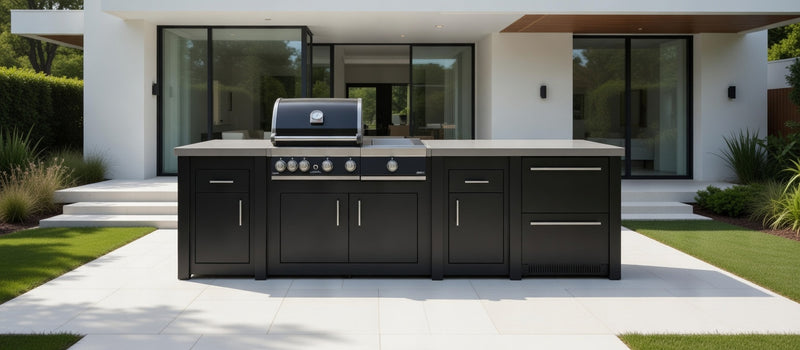 Grandpro by Stoll Aluminum Outdoor Kitchen Graphite Premium Plus, and Double Drawer Fridge | 3M